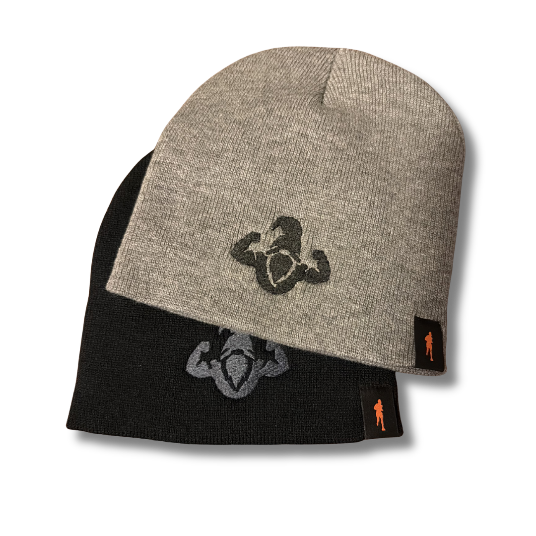 Dark Heather Grey Skull Cap - Black Silhouette Gnome