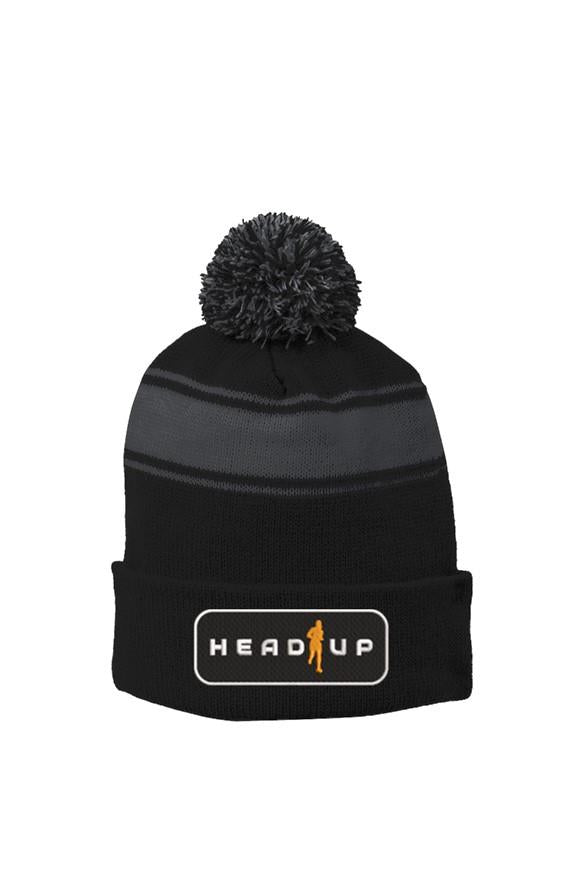 Stripe Pom Beanie - HUPF LOGO