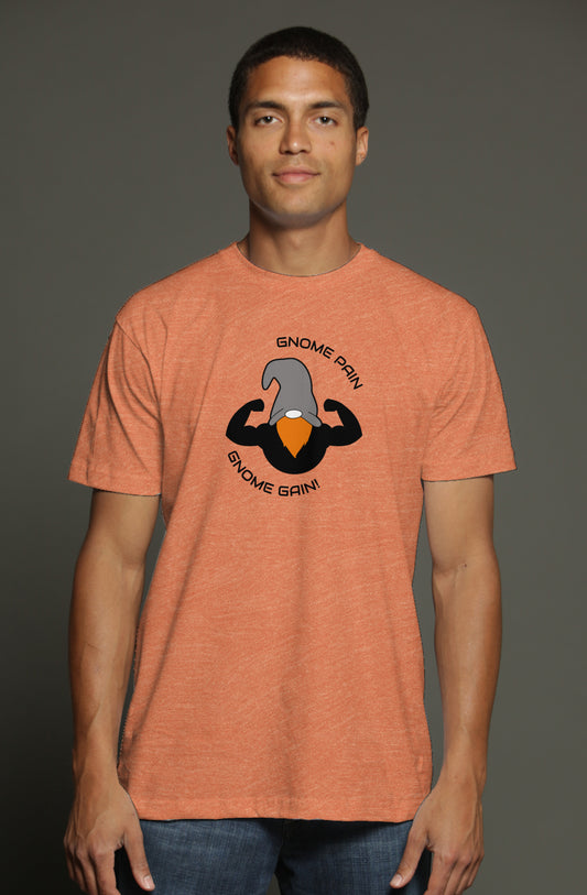 Tri-Blend T-Shirt - Orange - Gnome Pain Gnome Gain