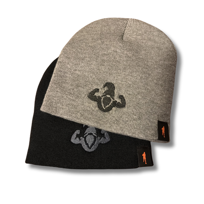 Dark Heather Grey Skull Cap - Black Silhouette Gnome