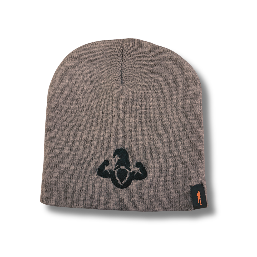 Dark Heather Grey Skull Cap - Black Silhouette Gnome