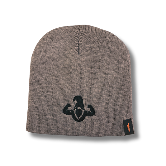 Dark Heather Grey Skull Cap - Black Silhouette Gnome